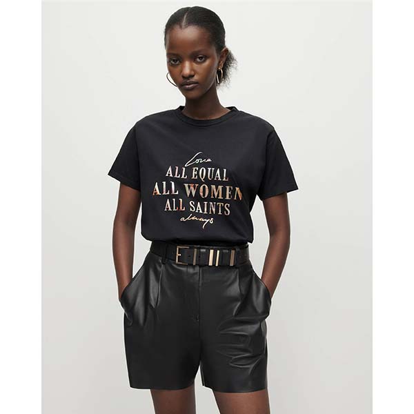 Allsaints Australia Womens Raye Grace Day Charity T-Shirt Black AU45-874